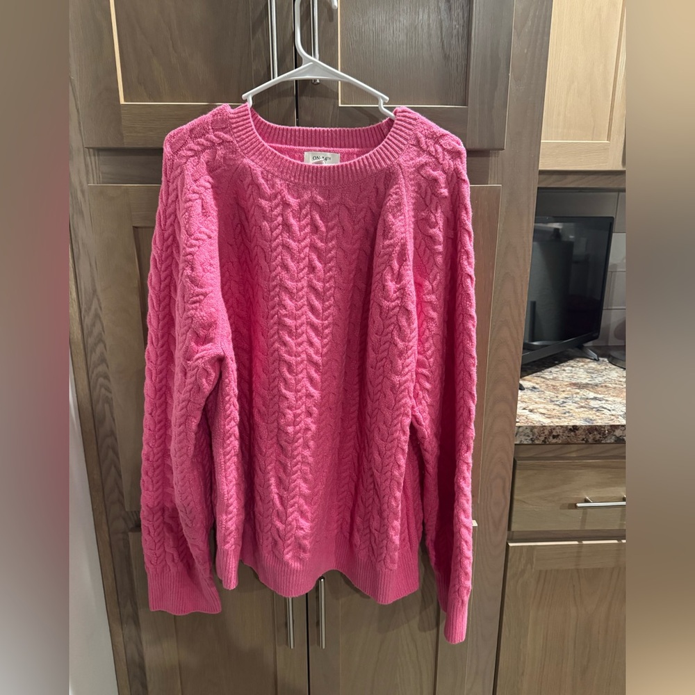 On 34th Vibrant Pink Cable Knit Sweater